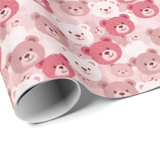 Köpfe aus rosa Bären | Geschenkpapier (Rolleneckpunkt)