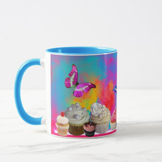 KÖPFE UND SCHALTFLÄCHEN Pink Blue Tasse (Links)