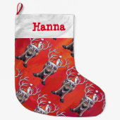 Köpfe und Schwanz Rentier Pattern Weihnachten Großer Weihnachtsstrumpf (Vorderseite)