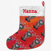 Köpfe und Schwanz Rentier Pattern Weihnachten Großer Weihnachtsstrumpf (Rückseite)