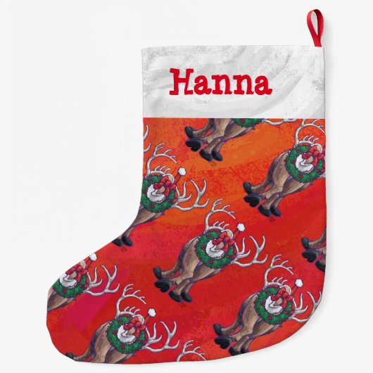 Köpfe und Schwanz Rentier Pattern Weihnachten Großer Weihnachtsstrumpf (Rückseite)