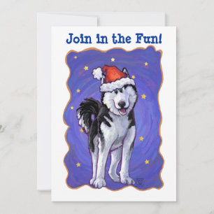 Köpfe und Schwänze Festive Husky Weihnachts-Party Einladung