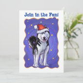 Köpfe und Schwänze Festive Husky Weihnachts-Party Einladung (Stehend Vorderseite)