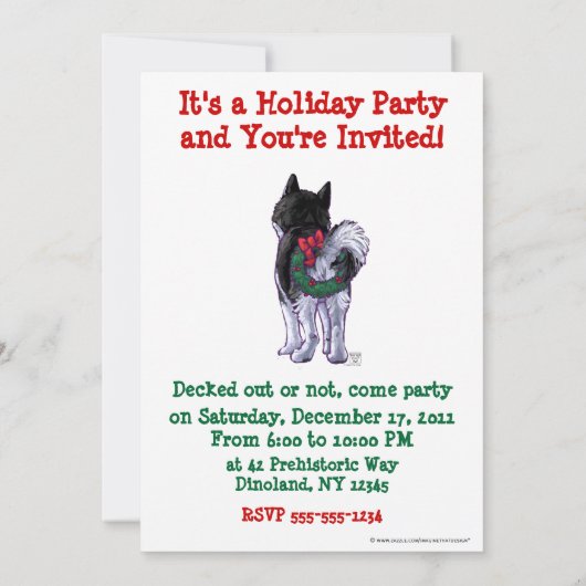 Köpfe und Schwänze Festive Husky Weihnachts-Party Einladung (Rückseite)