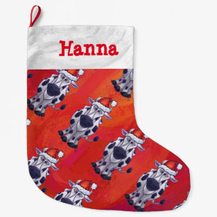 Köpfe und Schwänze Kuhmuster Weihnachten Großer Weihnachtsstrumpf