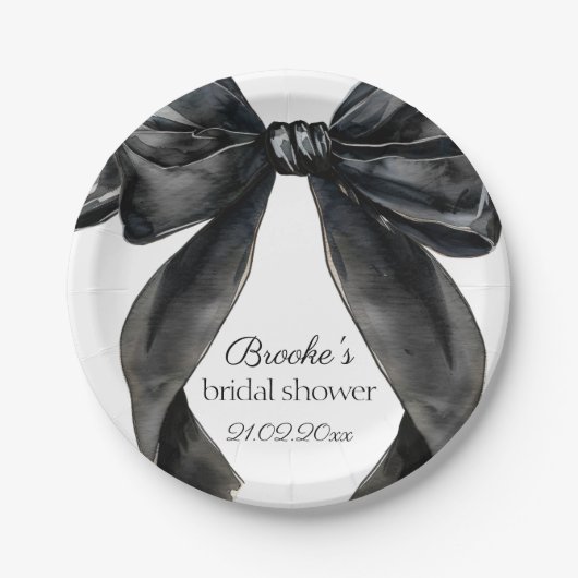 Kopffe das Brautparty mit schwarzem Bug Pappteller (Vorderseite)