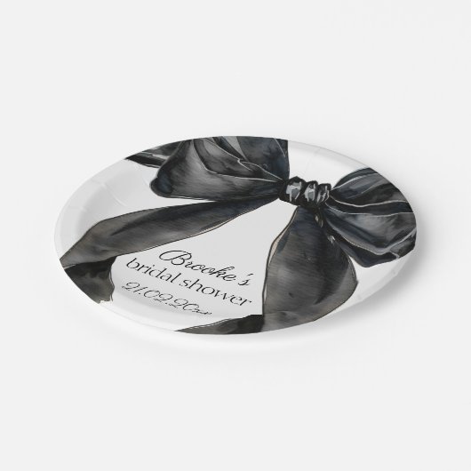 Kopffe das Brautparty mit schwarzem Bug Pappteller (Schrägansicht)