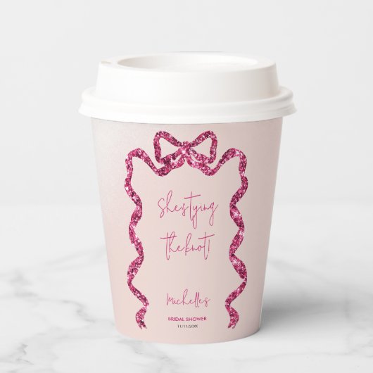Kopffe das rosa Glitzer-Bug-Brautparty Pappbecher (Rückseite)