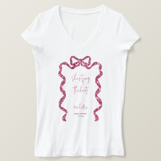 Kopffe das rosa Glitzer-Bug-Brautparty T-Shirt (Design vorne)