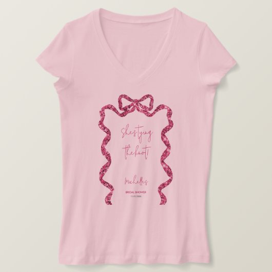 Kopffe das rosa Glitzer-Bug-Brautparty T-Shirt (Design vorne)