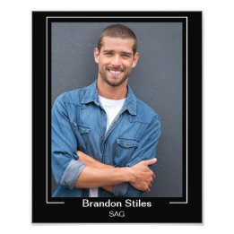 Kopffoto des Rahmendarstellers 8x10 Name und Text Fotodruck