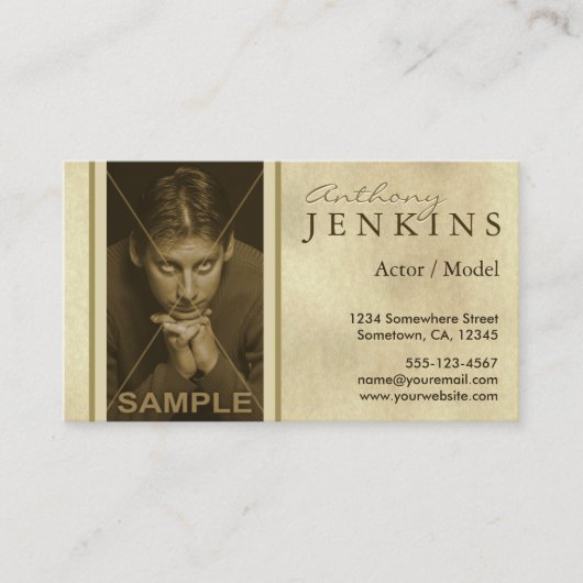 Kopffoto Sepia Texture Model Actors Business Cards Visitenkarte (Vorderseite)