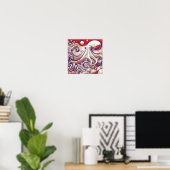 Kopffüßer Kosmischer Krake in psychedelischen Meer Poster (Heimbüro)