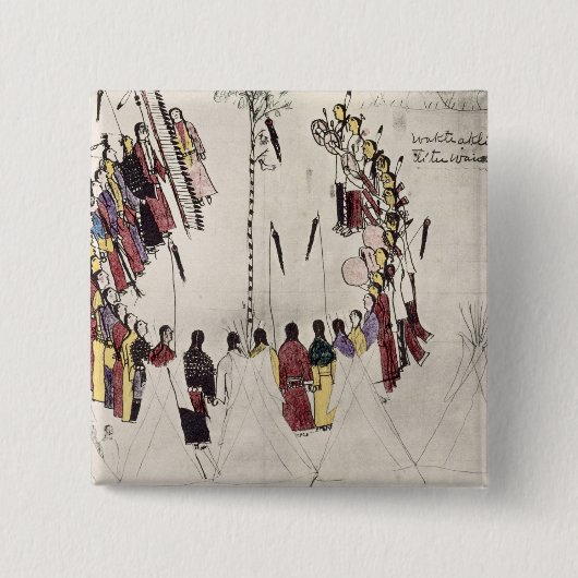 Kopfhauttanz oder Siegtanz (Tinte auf Papier) Button (Vorderseite)