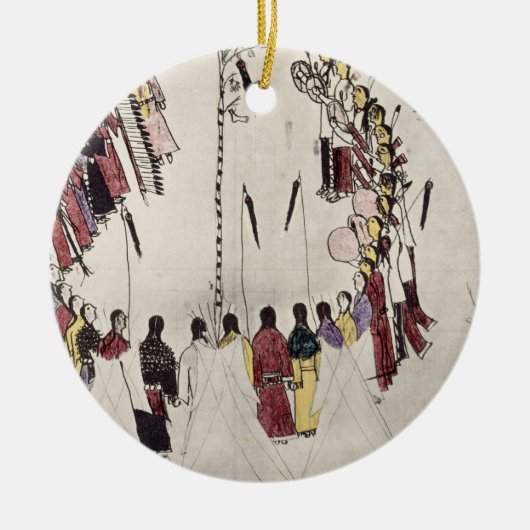 Kopfhauttanz oder Siegtanz (Tinte auf Papier) Keramik Ornament (Vorne)