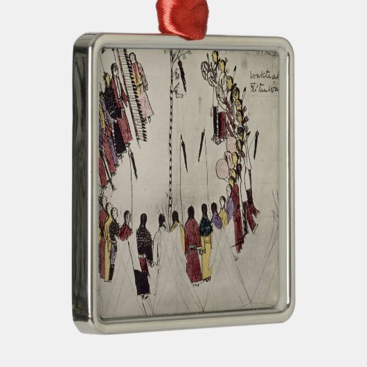 Kopfhauttanz oder Siegtanz (Tinte auf Papier) Ornament Aus Metall (Rechts)