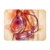 Kopfhörer auf Aquarell-Hintergrund und Anmerkungen Magnet (Horizontal)