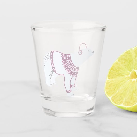 Kopfhörer des weißen Polarbären Pullover-Hipster Schnapsglas (Vorderseite)