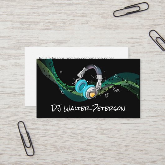 Kopfhörer | Hintergrundmusik Visitenkarte (Vorderseite/Rückseite Beispiel)