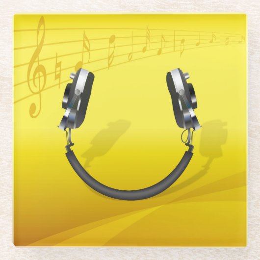 Kopfhörer lächeln glasuntersetzer (Vorderseite)