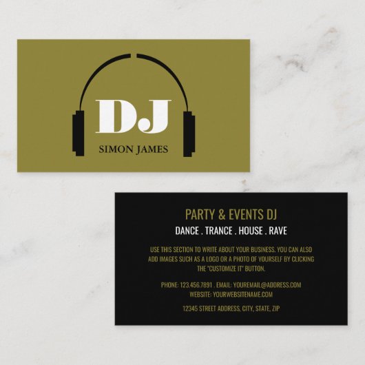 Kopfhörer-Logo, Berufliche DJ-Visitenkarte Visitenkarte (Vorne/Hinten)