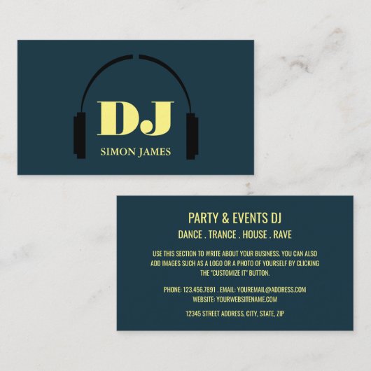 Kopfhörer-Logo, Berufliche DJ-Visitenkarte Visitenkarte (Vorne/Hinten)