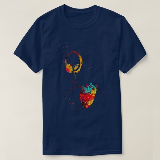 Kopfhörer mit Herz 1 T-Shirt (Design vorne)