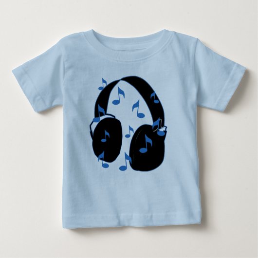 Kopfhörer mit musikalischen Anmerkungen für Baby Baby T-shirt (Vorderseite)