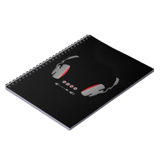 Kopfhörer mit Schaltflächen für die Kontrolle von  Notizblock (Linke Seite)