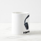 Kopfhörer plus Text kann ich Sie nicht hören Kaffeetasse (Mittel)