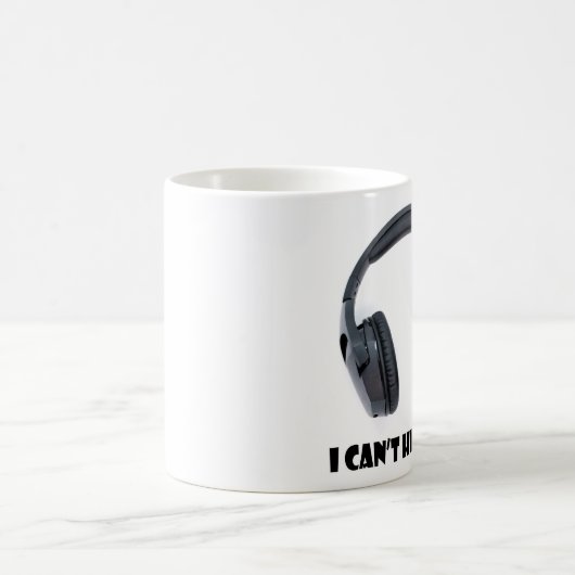 Kopfhörer plus Text kann ich Sie nicht hören Kaffeetasse (Mittel)