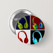Kopfhörer Pop Art Button (Vorne & Hinten)
