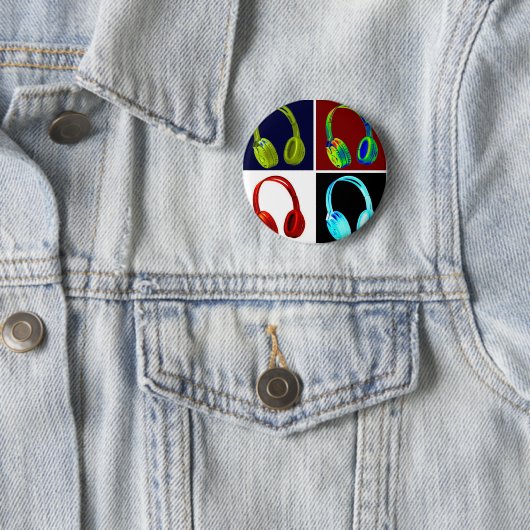 Kopfhörer Pop Art Button (Beispiel)