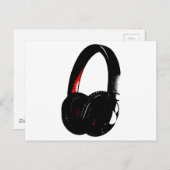 Kopfhörer-Pop Art Kopfhörer Postkarte (Vorne/Hinten)
