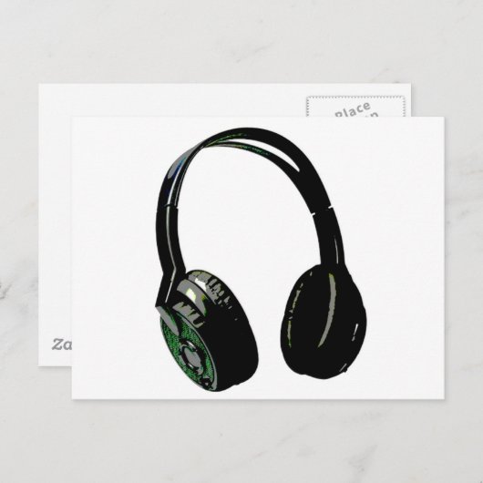 Kopfhörer Pop Art Postkarte (Vorne/Hinten)