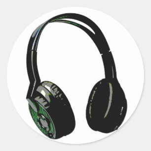 Kopfhörer Pop Art Runder Aufkleber