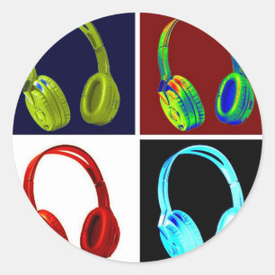 Kopfhörer Pop Art Runder Aufkleber