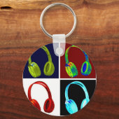 Kopfhörer Pop Art Schlüsselanhänger (Vorderseite)