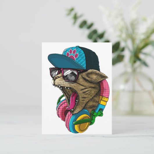 Kopfhörer Postkarte (Stehend Vorderseite)