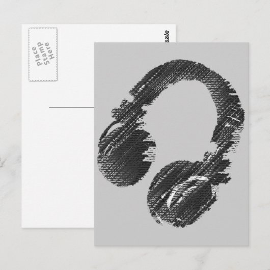 Kopfhörer Postkarte (Vorne/Hinten)