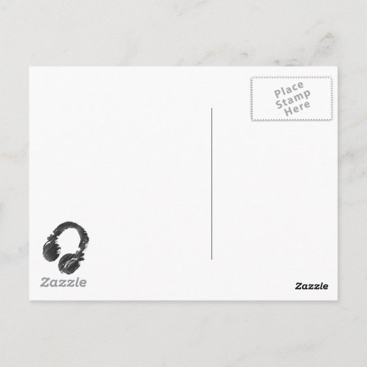 Kopfhörer Postkarte (Rückseite)