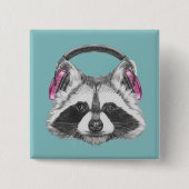 Kopfhörer-Raccoon Button (Vorderseite)