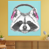 Kopfhörer-Raccoon Leinwanddruck (Insitu (Wohnzimmer))