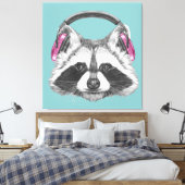 Kopfhörer-Raccoon Leinwanddruck (Insitu (Schlafzimmer))