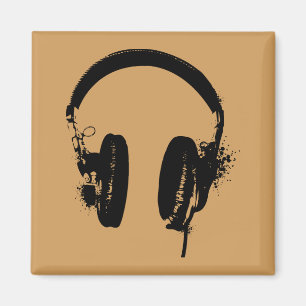 Kopfhörer Rainbow Stencil Grafik Art Magnet