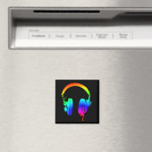Kopfhörer Rainbow Stencil Grafik Art Magnet (In Situ (Geschirrspüler))