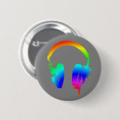 Kopfhörer Rainbow Stencil Graphic Art Button Butto (Vorne & Hinten)