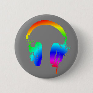 Kopfhörer Regenbogen Schablone Grafik Kunst Button