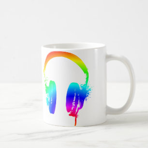 Kopfhörer Regenbogen Schablone Grafik Kunst Tasse