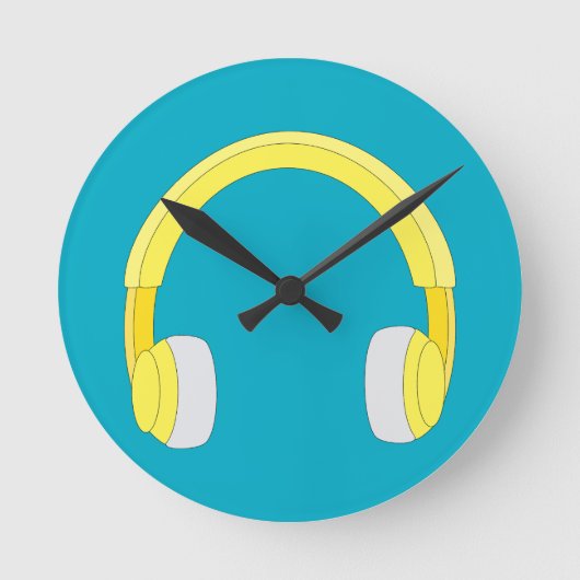 Kopfhörer Runde Wanduhr (Vorderseite)
